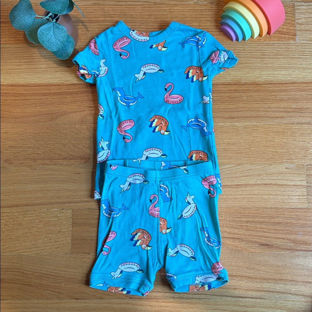 4/$21 2T GAP Teal Kids' Pajama Set with Animal Design